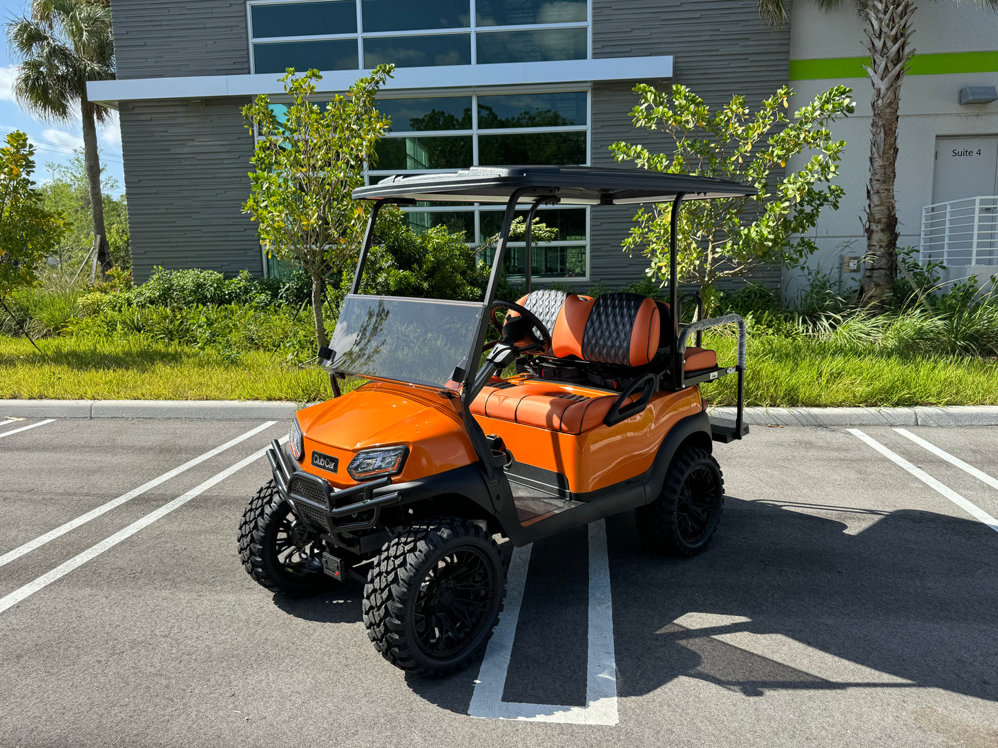2019 Club Car Tempo - Lamborghini Orange Diamond Stitched Seats w/ 15" GTW Wheels for sale in fort lauderdale, florida. Golf cars for sale
