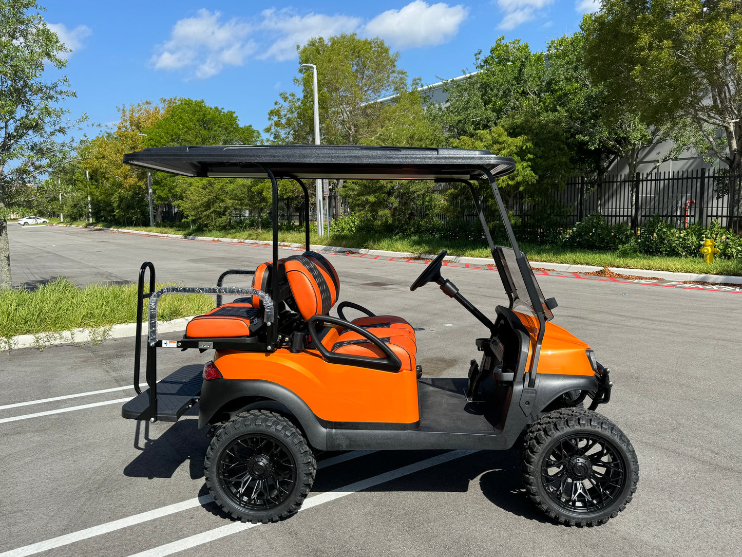 2019 Club Car Tempo - Lamborghini Orange Diamond Stitched Seats w/ 15" GTW Wheels for sale in fort lauderdale, florida. Golf cars for sale