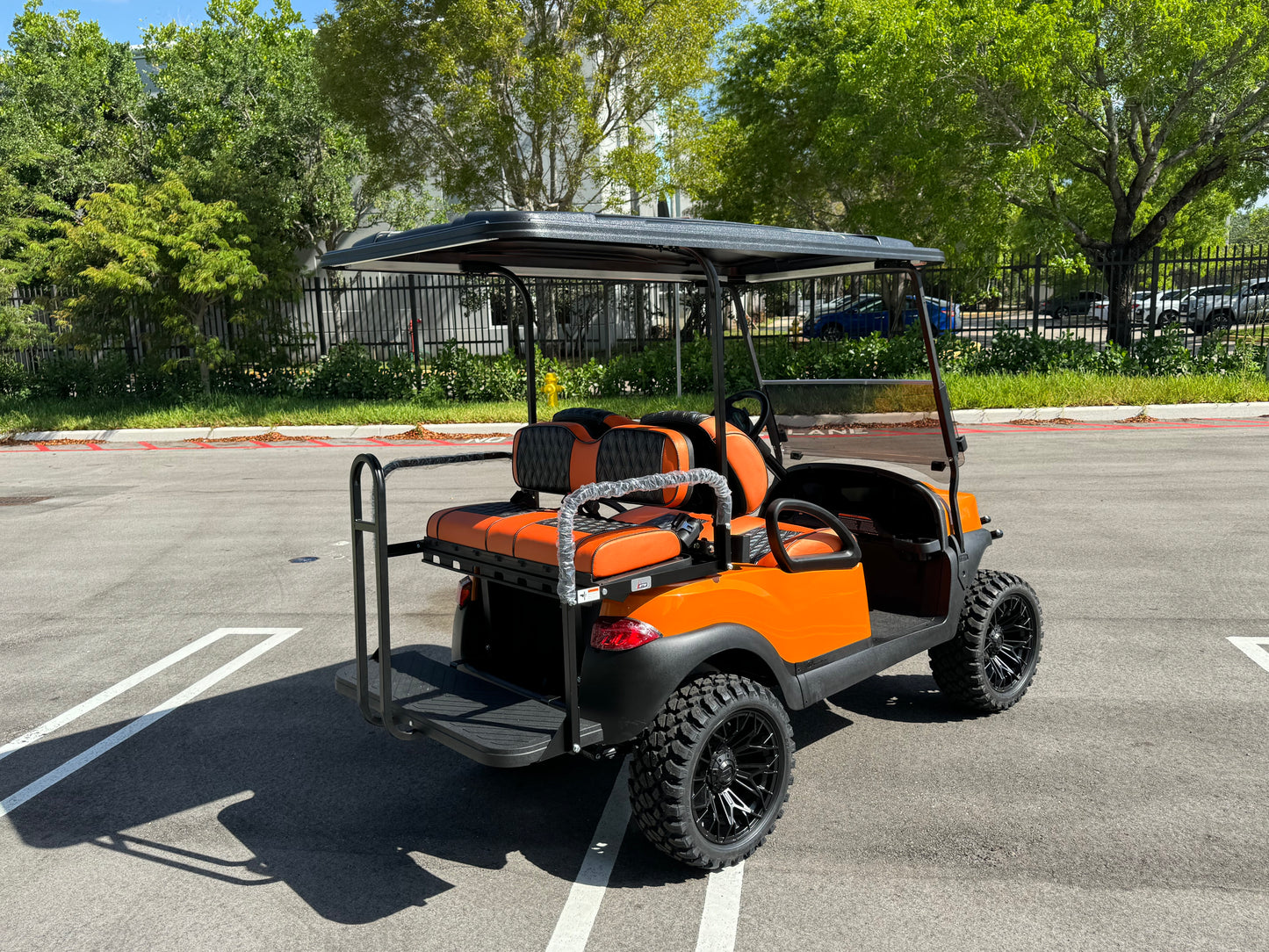2019 Club Car Tempo - Lamborghini Orange Diamond Stitched Seats w/ 15" GTW Wheels for sale in fort lauderdale, florida. Golf cars for sale