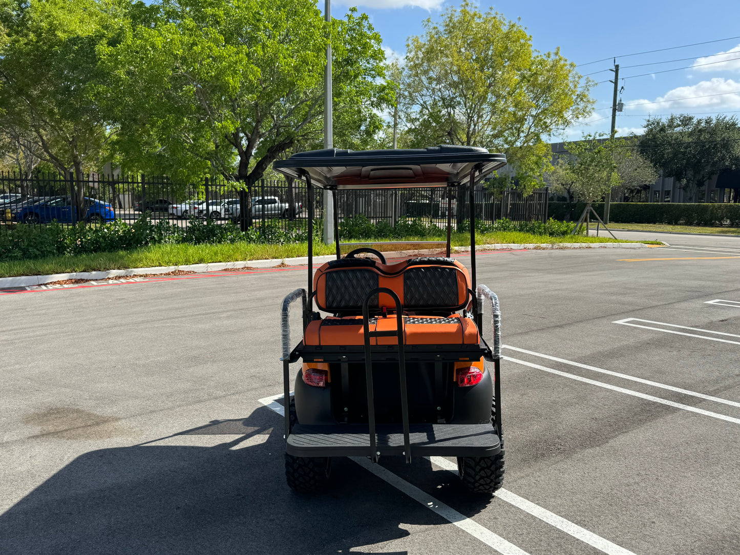 2019 Club Car Tempo - Lamborghini Orange Diamond Stitched Seats w/ 15" GTW Wheels for sale in fort lauderdale, florida. Golf cars for sale