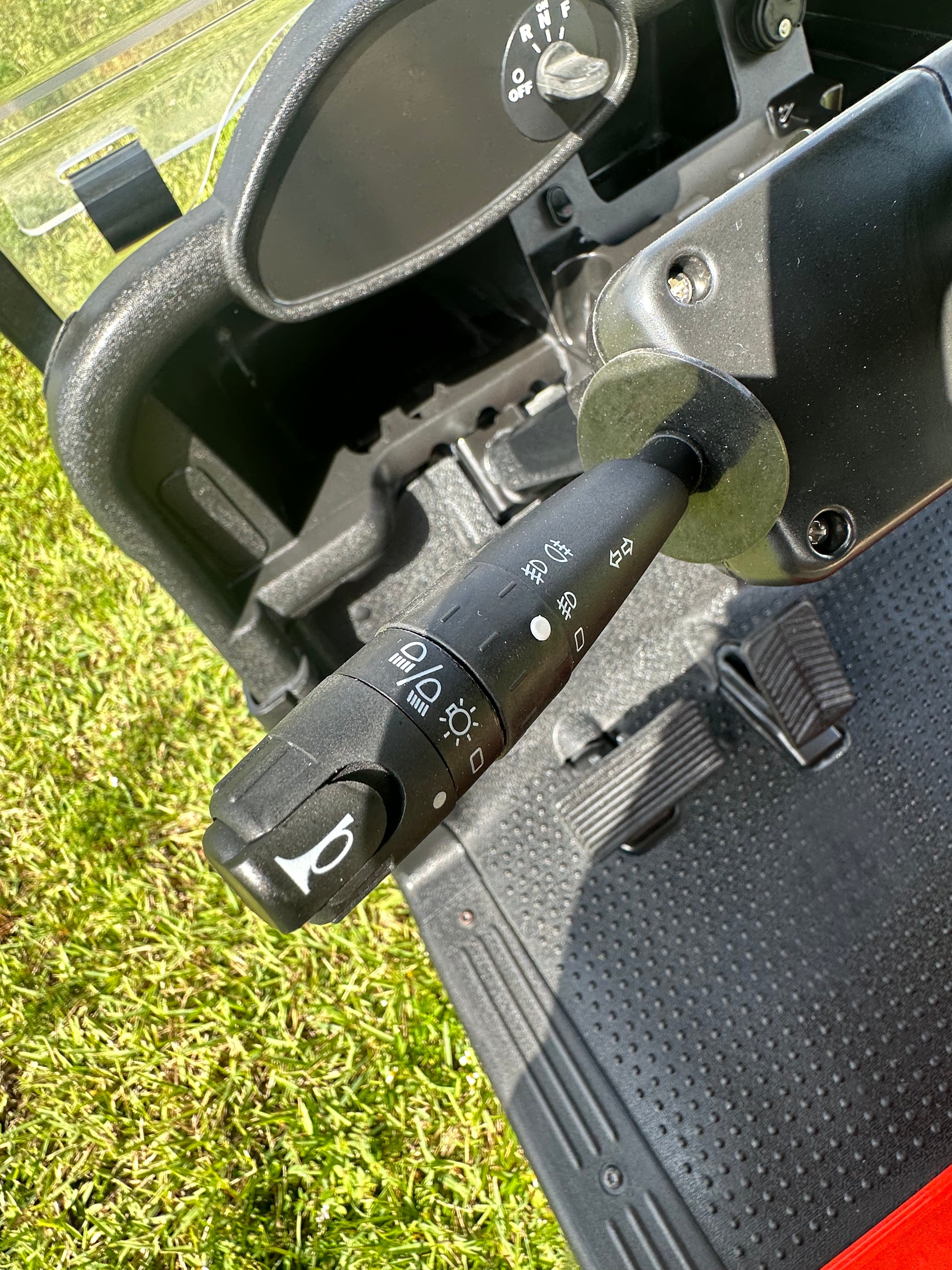 Cutting Edge Golf Carts - Go Mango Orange EZGO RXV: AC Driven, 48V Trojan Batteries, Custom Style, Black Wheel Covers, Back Seat, Deluxe Light Kit - Signals, Brake Light & Horn