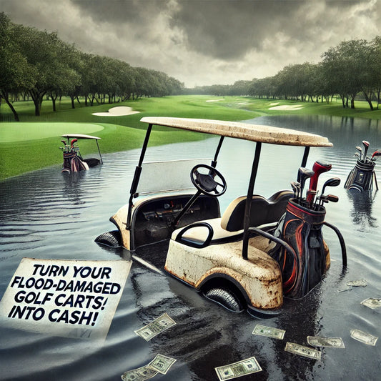 hurricane helene flooded golf carts, junk golf carts