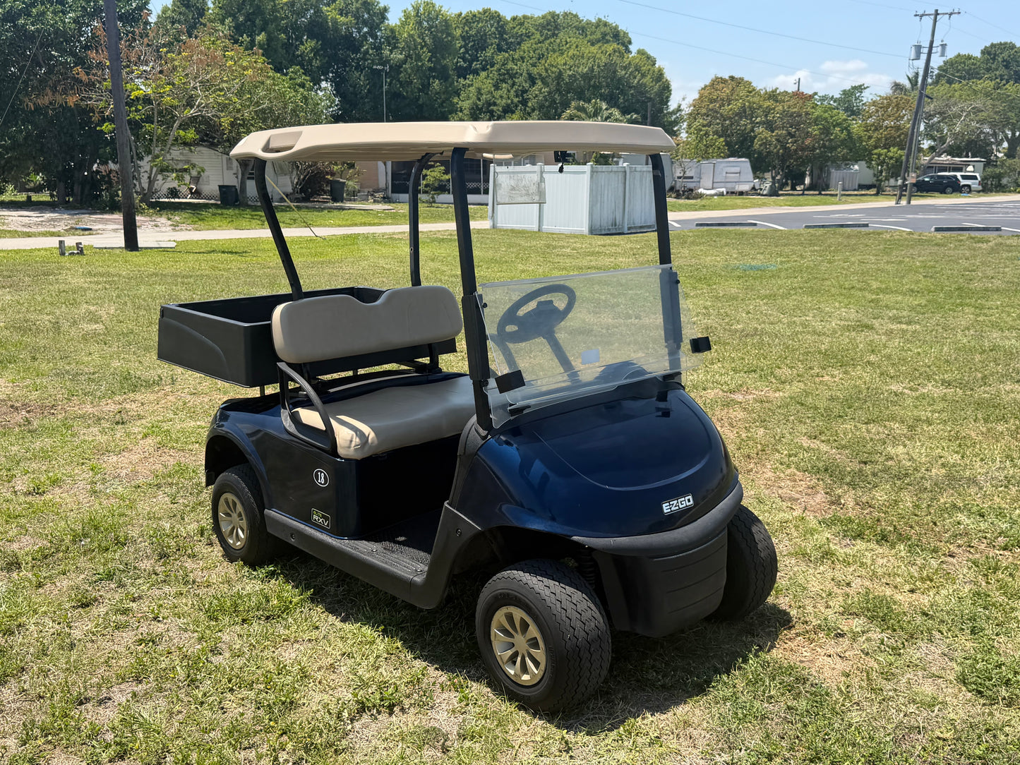 2020 EZGO RXV ELITE LITHIUM GOLF CART 2 PASSENGER BLUE UTILITY BED MAINTENANCE CART