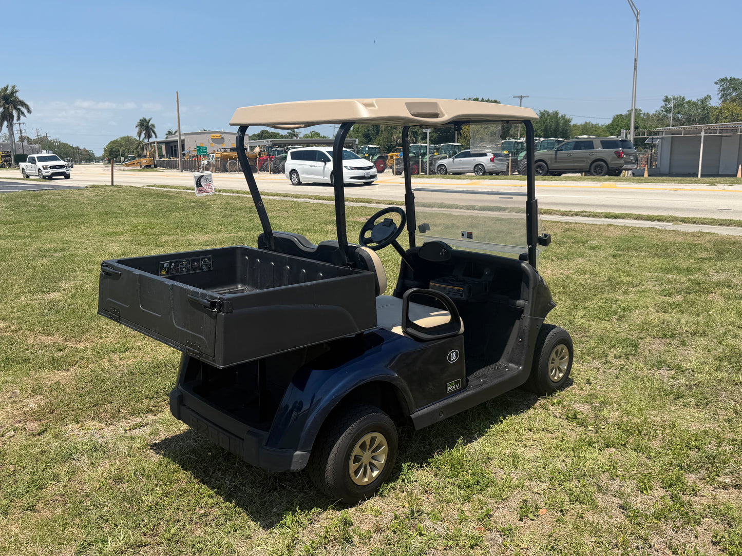 2020 EZGO RXV ELITE LITHIUM GOLF CART 2 PASSENGER BLUE UTILITY BED MAINTENANCE CART