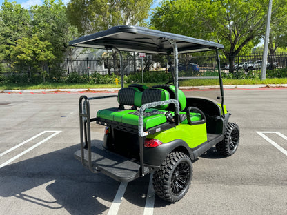 2019 Club Car Tempo - Lamborghini Green golf cart for sale in miami, Florida. RHOX BMF Brush Guard, Custom Seats, 15" Wheels. MObile Golf cart repair
