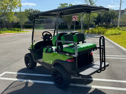 2019 Club Car Tempo - Lamborghini Green golf cart for sale in miami, Florida. RHOX BMF Brush Guard, Custom Seats, 15" Wheels. MObile Golf cart repair
