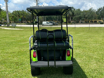 Cutting Edge Golf Carts - 2021 Lamborghini Green E-Z-GO Elite Lithium 48V RXV in Fort Lauderdale, FL. Jakes 6" Lift, custom SS rims, 84" top, deluxe lights, tinted windshield, seatbelts.




